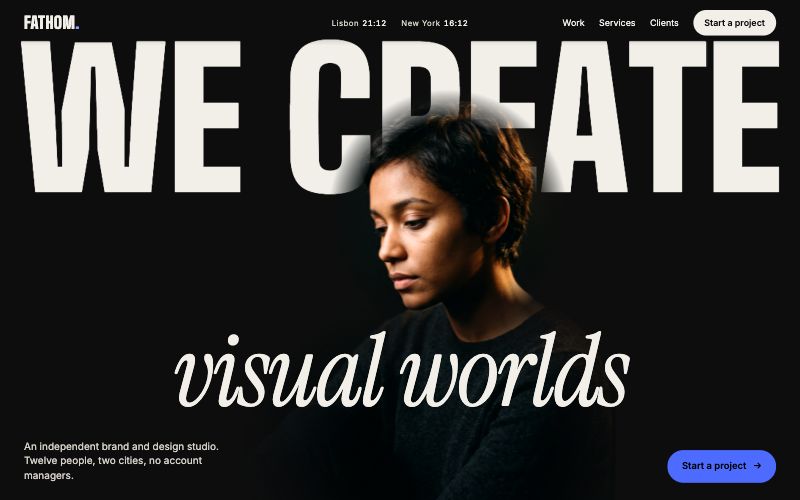 Fathom website design, first screen
