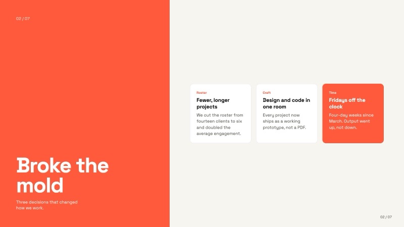 Split Panel presentation format, sample slide